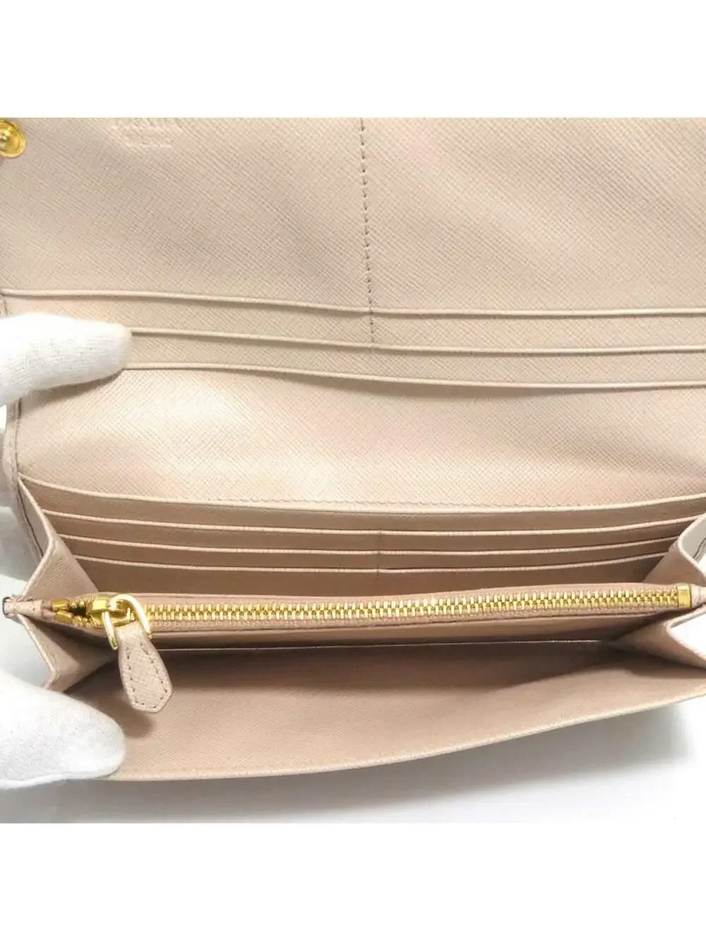 Auth Prada Bifold Long Wallet Light #280413P25B